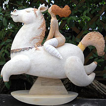 Reiterin mit Pferd - Skulptur Caterina Zacchetti
