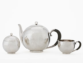  Teeservice Silber, gedrückt und getrieben. Georg Jensen 1944/45.