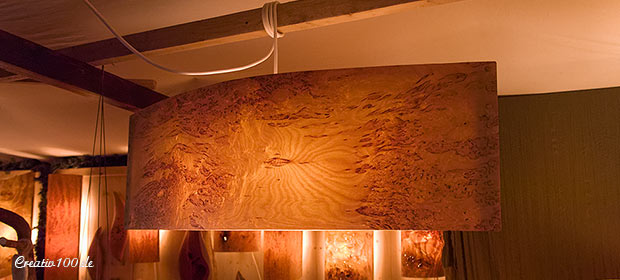 Designerlampe aus Naturholz Birke