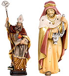 Holzfigur Weihnachtskrippe Heiliger König und Heiliger Augustinus