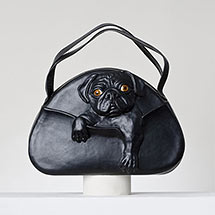 Ledertasche schwarz floral