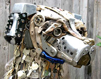 Recycleart - Hund mit Ohr-Pedalen