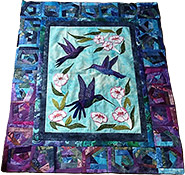 Textilkunst - Steppdecke mit Vögeln