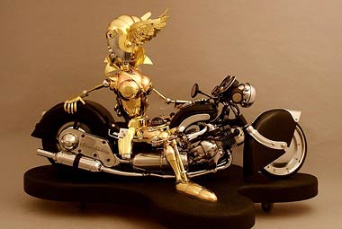 Robot Art mit Motorrad